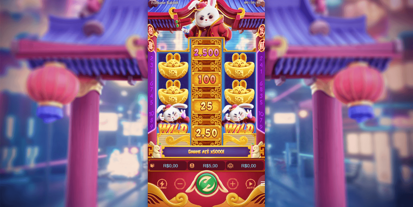 Slot Fortune Rabbit com design asiático, coelho da fortuna e prêmios de até 5000x a aposta.