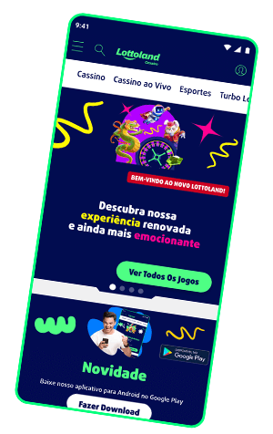 App da Lottoland Cassino aberto em um celular Android