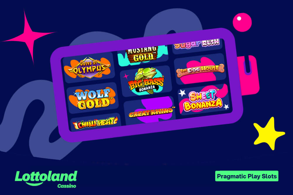 Formato de caça-níquel com logos de jogos da Pragmatic Play no lugar dos símbolos slots. Lottoland Cassino apresenta os top 10 jogos Pragmatic Play.