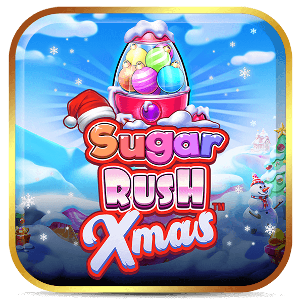 Montanha de doces e máquina de balas com gorro natalino no Sugar Rush Xmas