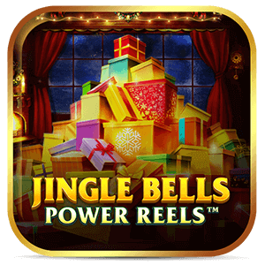 Montanha de presentes coloridos diante de janela natalina iluminada no Jingle Bells Power Reels™