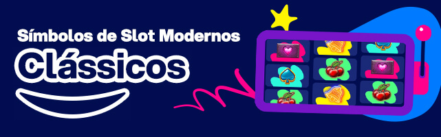 Imagem de uma máquina slot com símbolos clássicos, como as cerejas, o sino e o naipe de espadas, em torno de todo o rolo da máquina. 