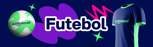 Banner azul-escuro escrito FUTEBOL ao centro, uma camiseta de jogador à direita e uma bola de futebol à esquerda.