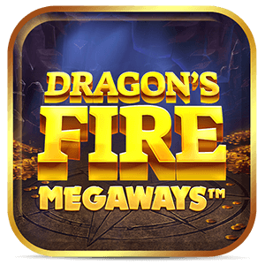 Logo do jogo Dragon's Fire Megaways com letras douradas em negrito sobre fundo escuro de caverna misteriosa.