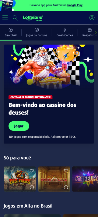 Tela de cassino no app Lottoland